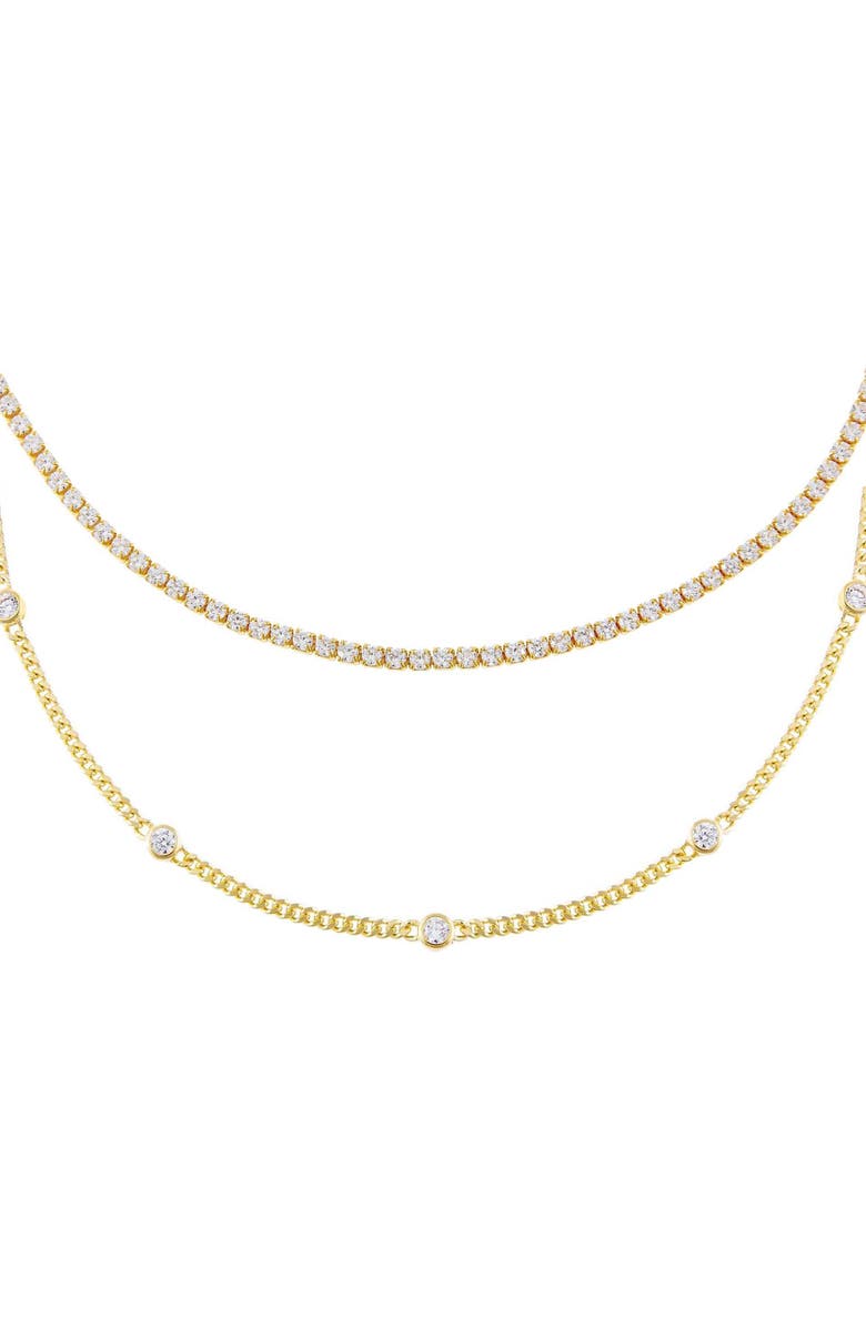 BY ADINA EDEN Tennis X Bezel Chain Choker Combo Set, Main, color,