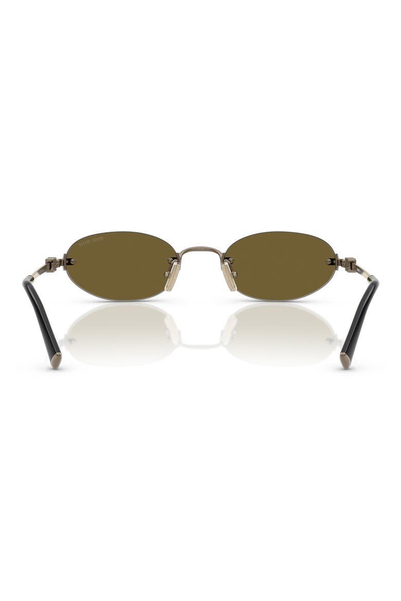 51mm Oval Rimless Sunglasses, Alternate, color, OLD GOLD / DARK BROWN