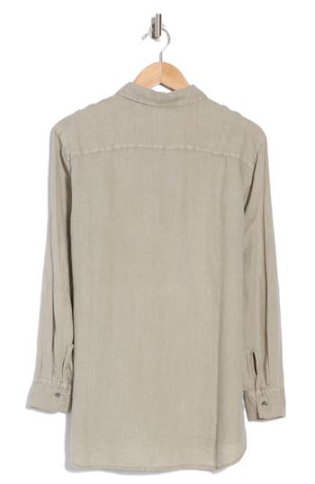 James Perse Lightweight Linen Button-up Shirt In S Pigment