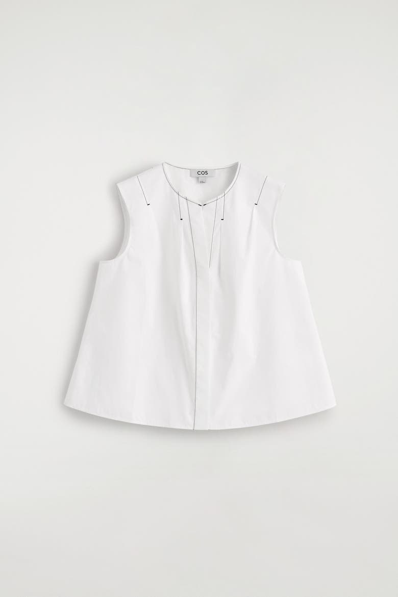 Pleated Sleeveless Top, Alternate, color, WHITE