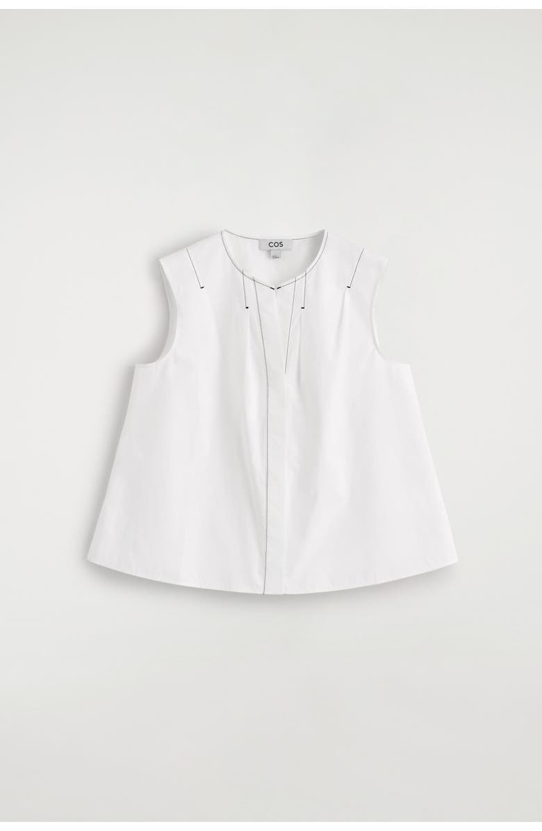 COS Pleated Sleeveless Top, Alternate, color, White
