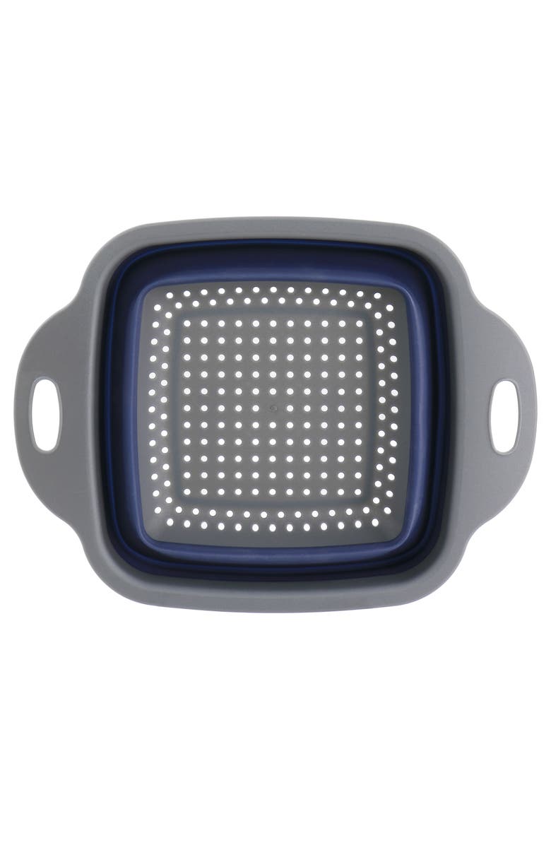 OSTER Bluemarine Collapsible Square Plastic Colander, Alternate, color, Blue
