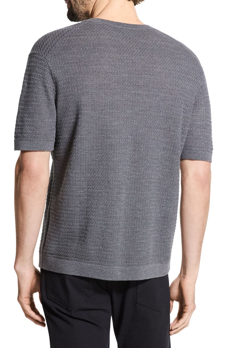 Theory Kolben Short Sleeve Linen & Cotton Blend Crewneck Sweater, Alternate, color, Carbon - Bax