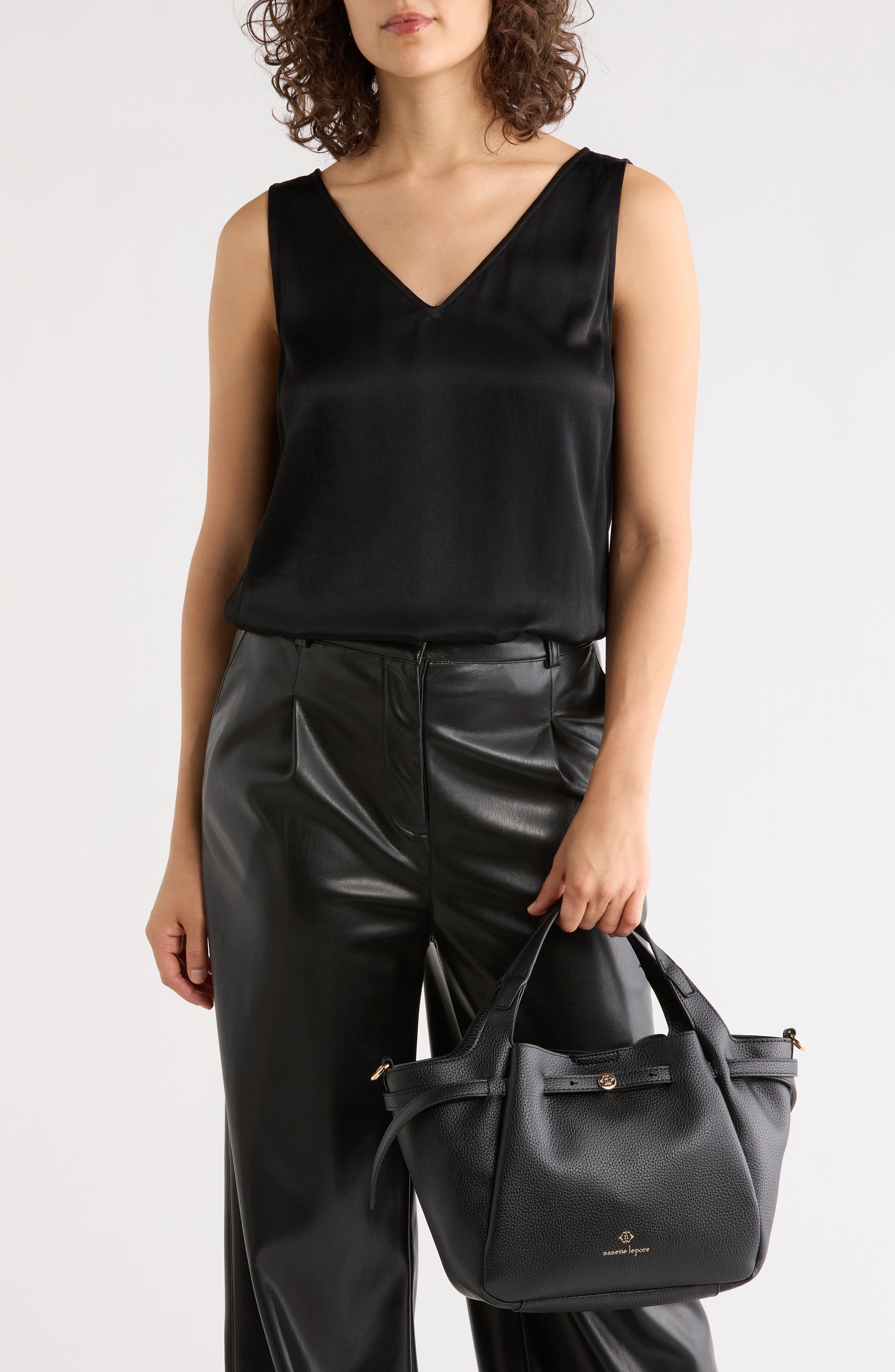 Nanette Lepore Walden Belted Satchel Bag, Alternate, color, Black