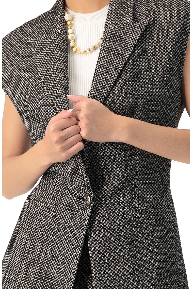 Long Checkered Vest, Alternate, color, Black