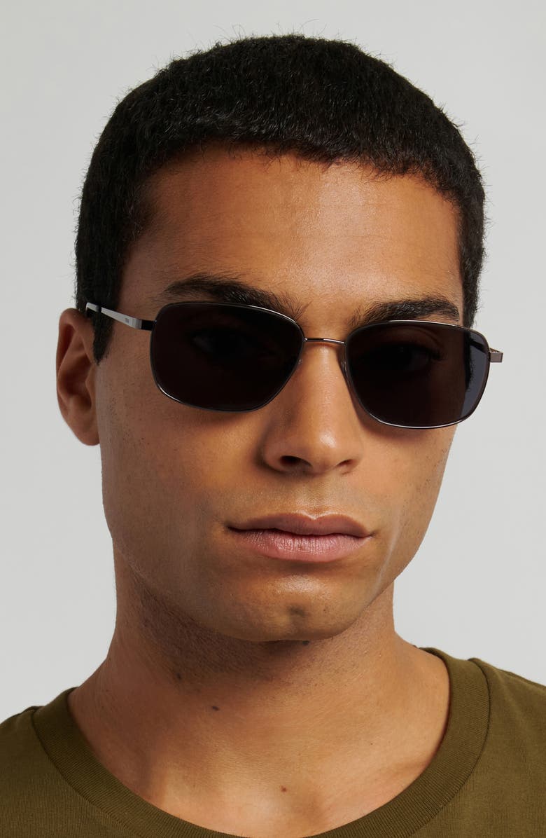 Fossil 58mm Rectangular Sunglasses, Alternate, color, Dark Ruthenium/ Grey