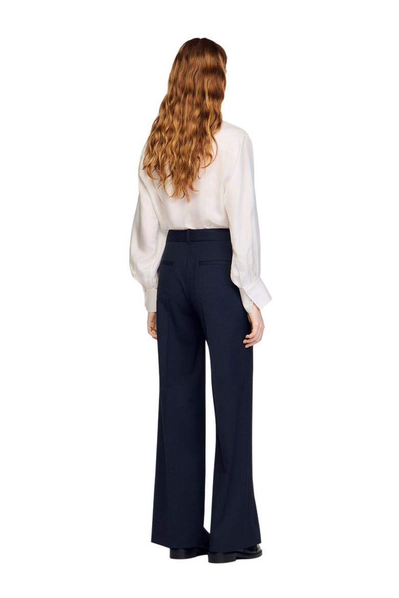 Minimal chalk-striped trousers, Alternate, color, Navy blue