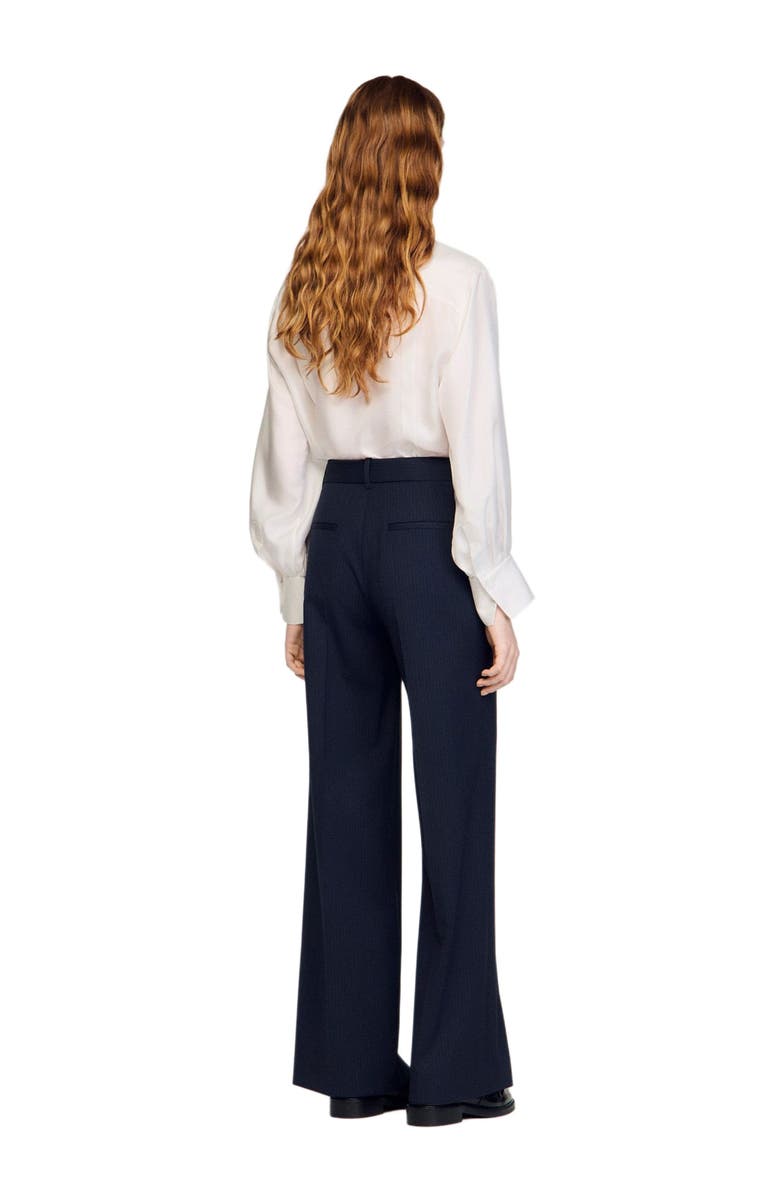 SANDRO Minimal chalk-striped trousers, Alternate, color, Navy Blue