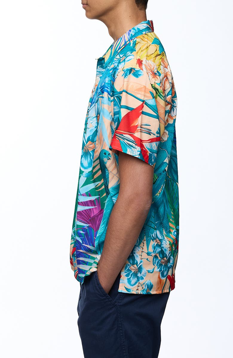 RANEES Printed Camp Shirt, Alternate, color, Blue