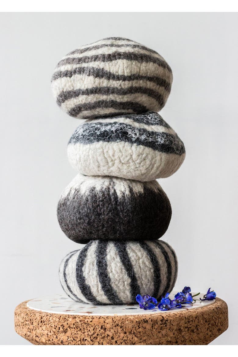 Midnight Ombre Hand-Felted Wool Decorative Ukhamba Bowl - Single, Main, color, Midnight