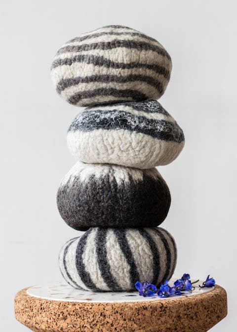 Midnight Ombre Hand-Felted Wool Decorative Ukhamba Bowl - Single