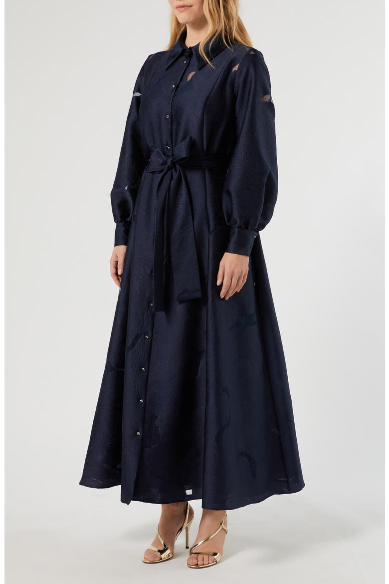 Mreasta Jacquard Shirtdress, Alternate, color, NAVY