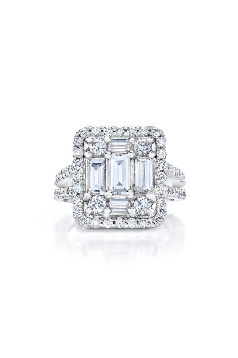 Halo Diamond Split Shank Ring, Main, color, 18K WHITE GOLD