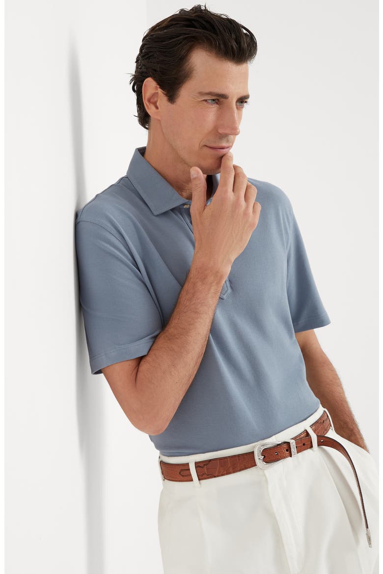 Piqué polo shirt, Alternate, color, Azure