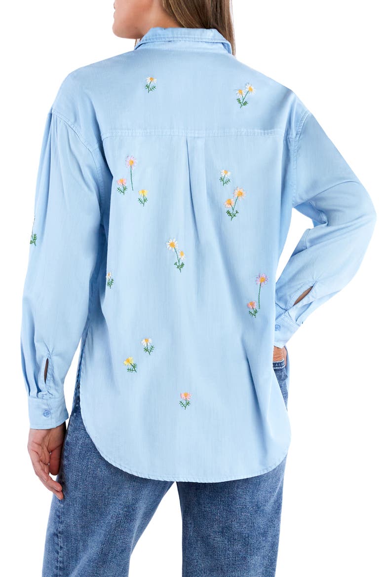 Fresh Daisy Embroidered Button-Up Shirt, Alternate, color, CLASSIC BLUE
