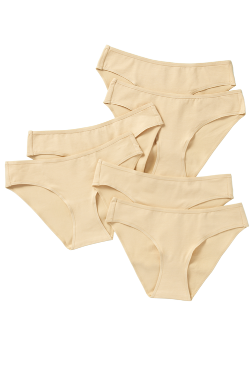 Yellowberry Everyday Cotton Undie 6pk In Fawn