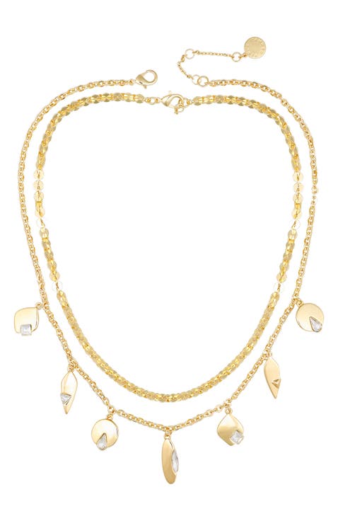 Crystal Charm Layered Gold- Necklace