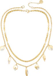 Vince Camuto Crystal Charm Layered Gold- Necklace