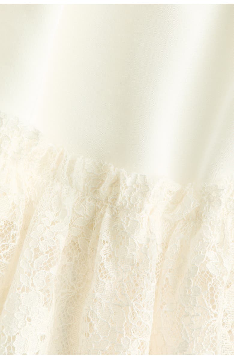 H&M Lace-trimmed satin dress, Alternate, color, Ivory