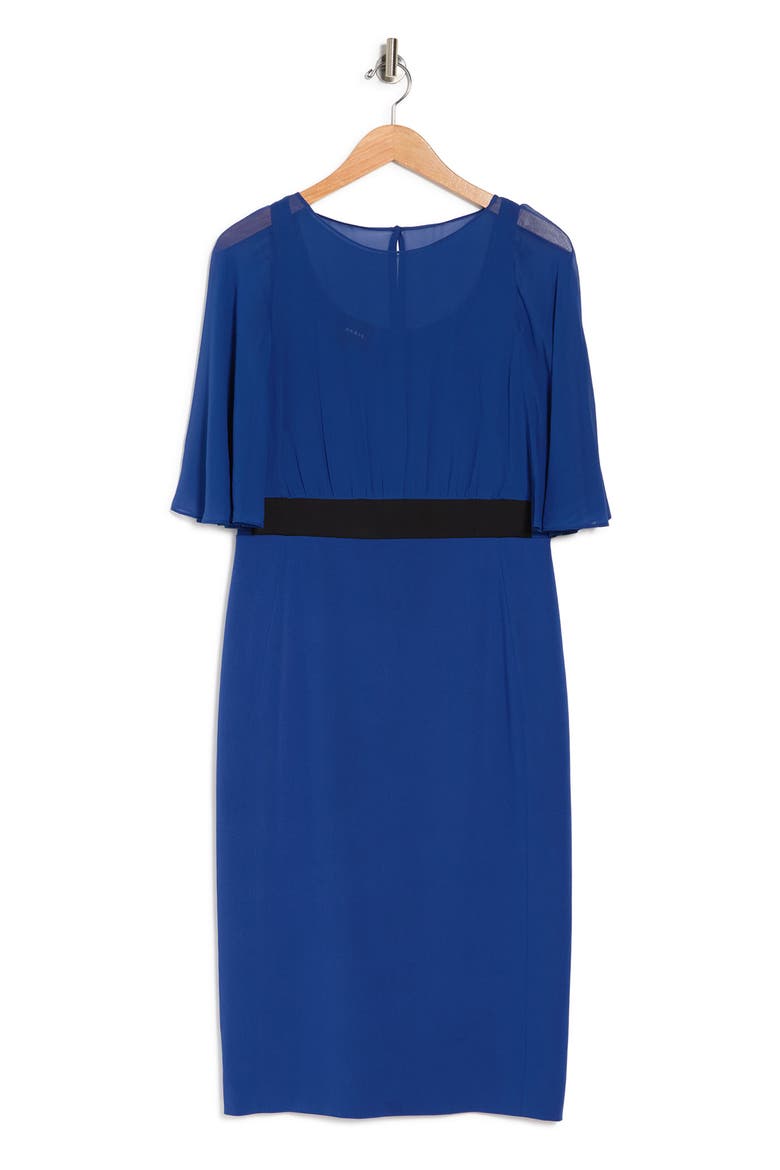 Overlay Bodice Silk Blend Sheath Dress, Alternate, color, 172-ATLANTIC