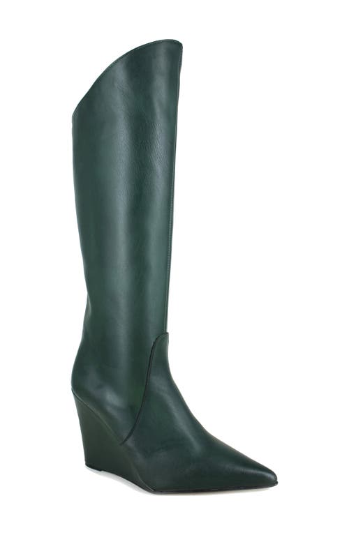 ZIGI Karlin Pointed Toe Wedge Boot in Green Leather 