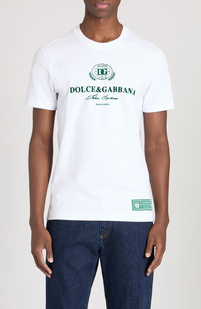 Dolce&Gabbana Logo Cotton Graphic T-Shirt, Main, color, W0800 Bianco Ottico