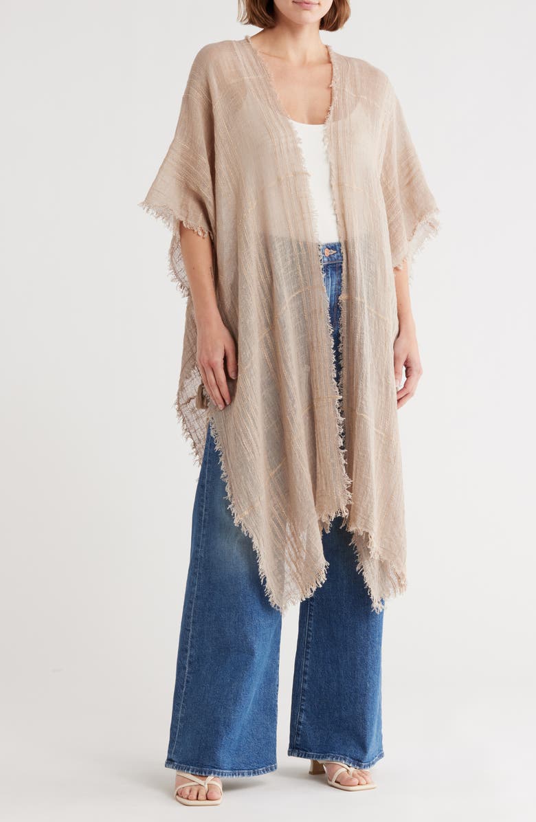 BCBG Textured Weave Open Front Duster, Main, color, Neutral