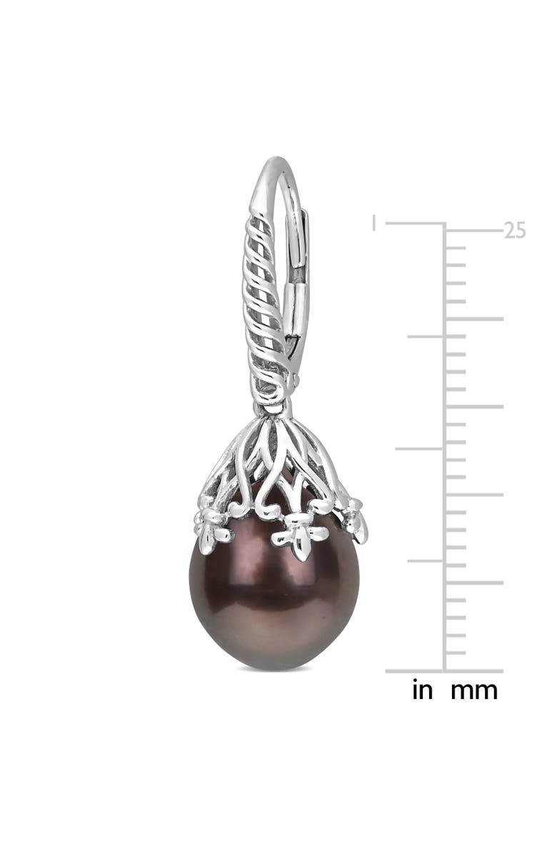 Julianna B. Cultured Pearl Filigree Leverback Earrings 14k, Alternate, color, Tahitian Pearl/White Gold