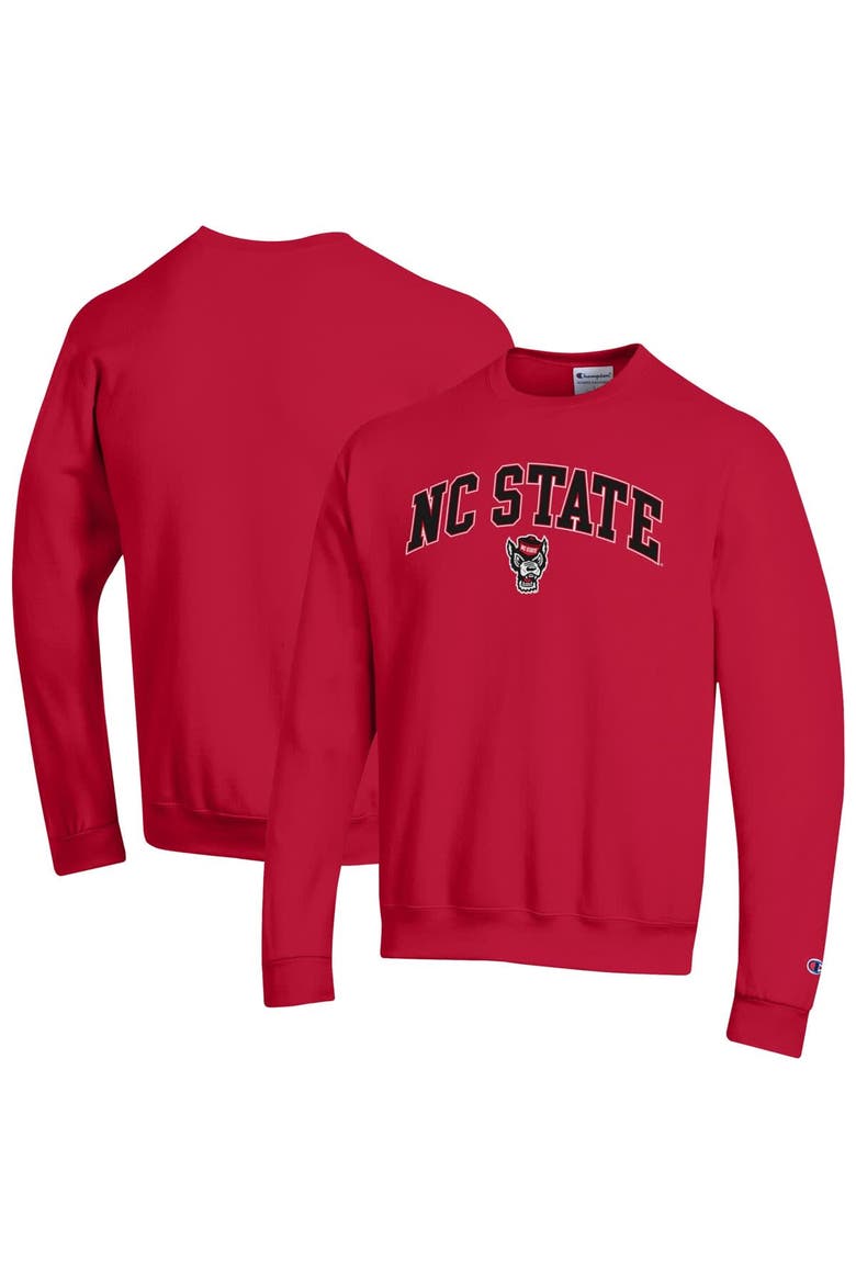 Men's Champion  Red NC State Wolfpack Arch Over Logo Pullover Sweatshirt, Alternate, color, Red