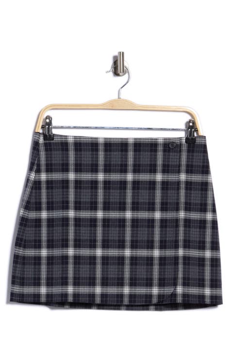 Plaid Wrap Miniskirt
