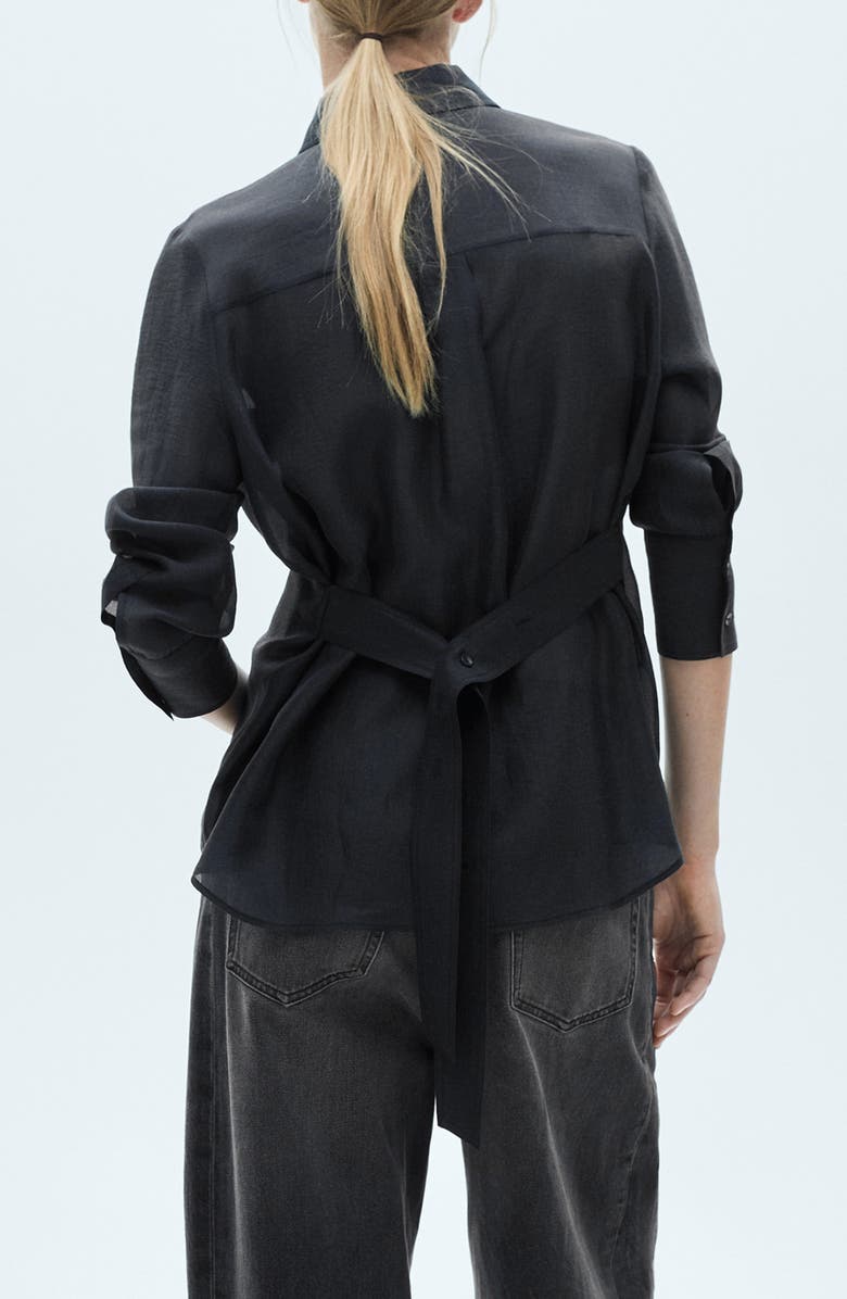 MANGO Cinch Back Button-Up Shirt, Alternate, color,