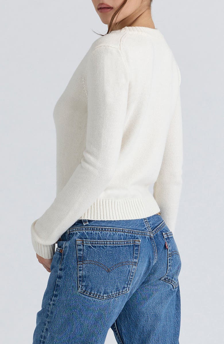 HOUSE OF CB Signature Merino Wool & Cashmere Cardigan, Alternate, color, Cream