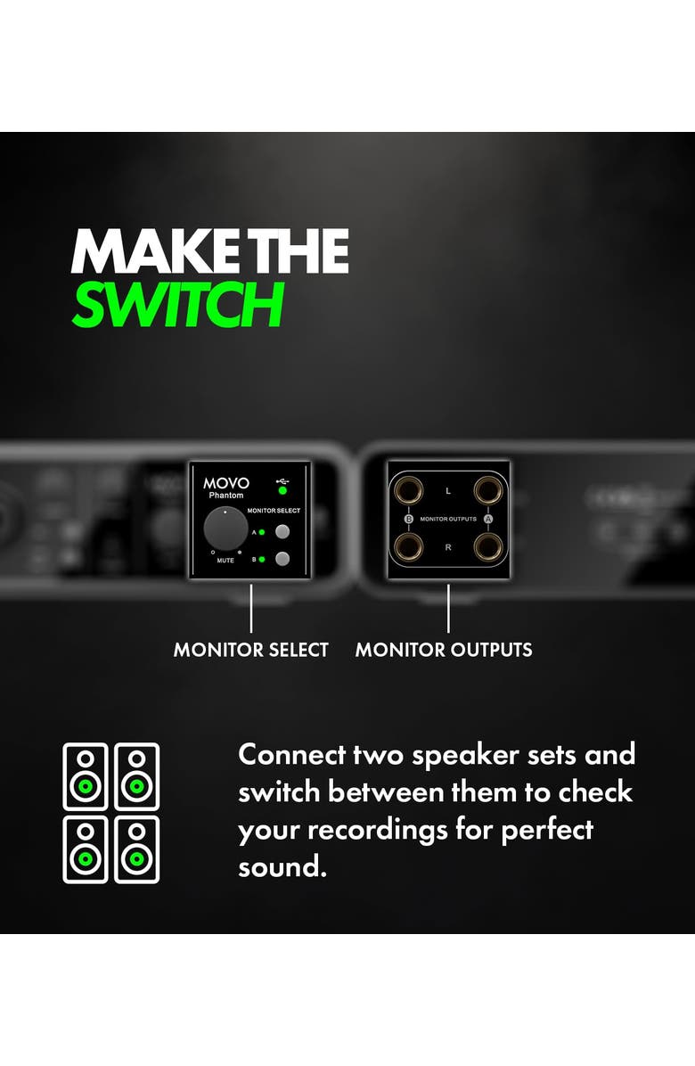 MOVO Phantom Dual Channel USB/USB-C Audio Interface, Alternate, color, Black