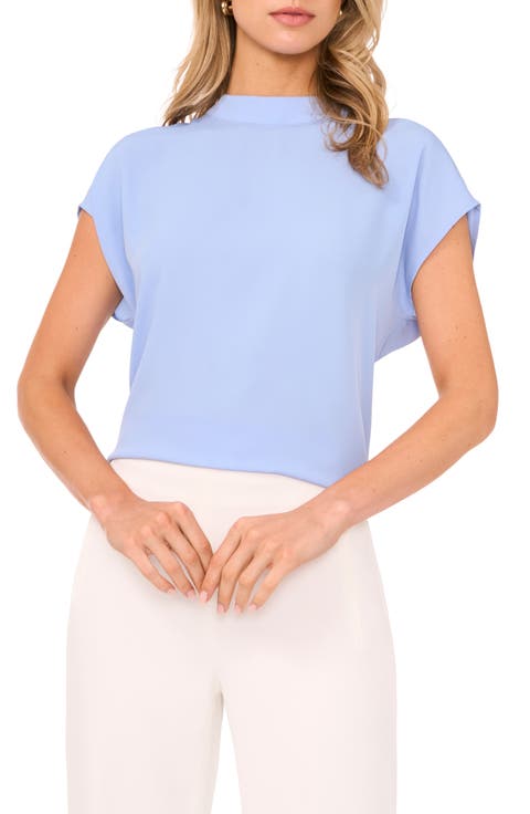 Mock Neck Cap Sleeve Shell
