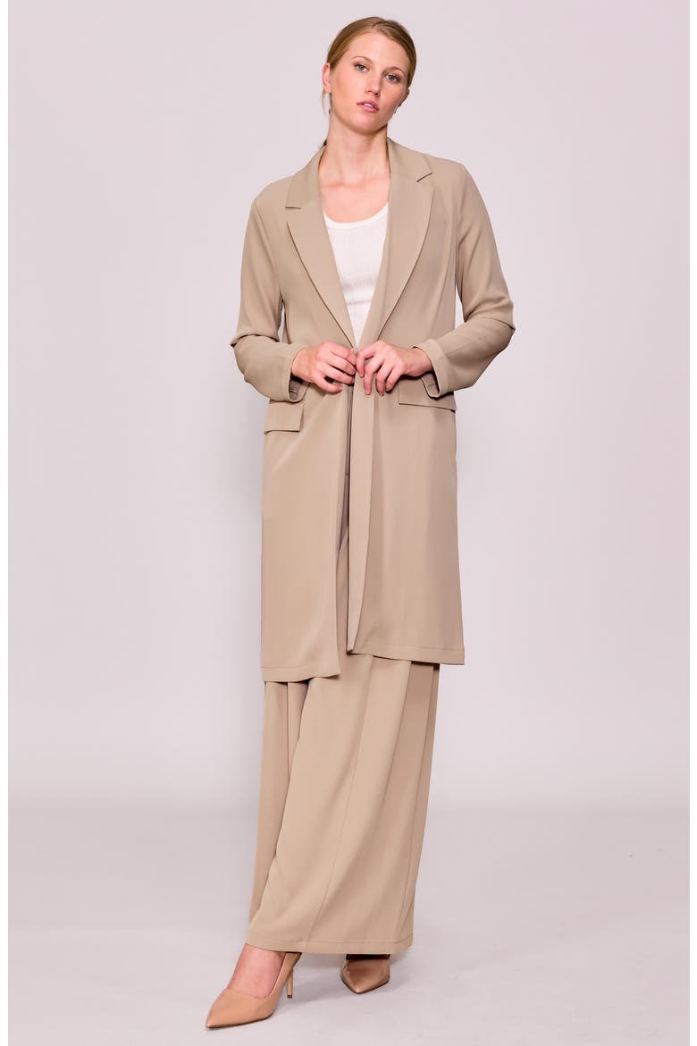 Pleated Crepe Wide Leg Pants, Alternate, color, KHAKI