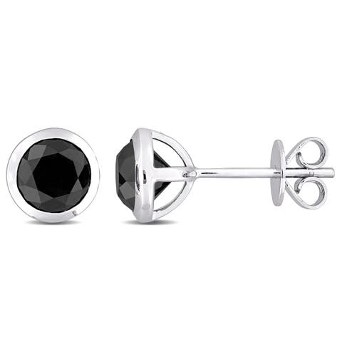 2 CTW Black Diamond Stud Earrings 14k
