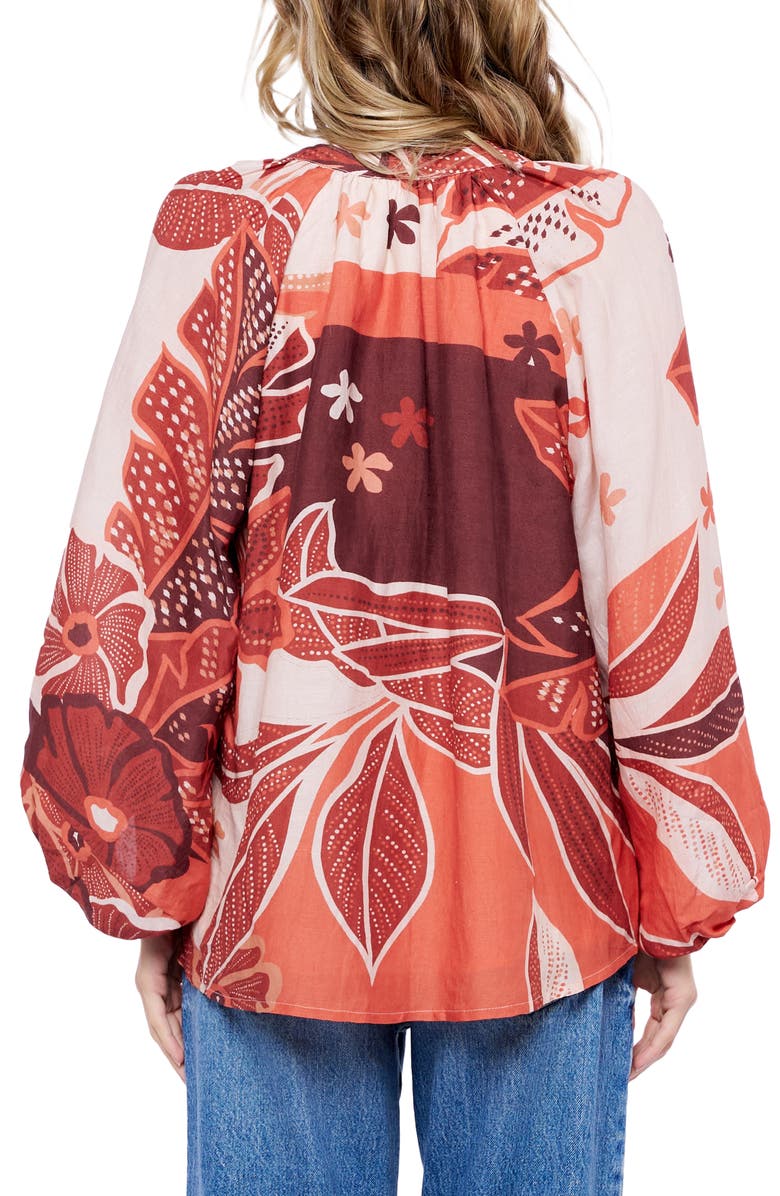 CIEBON Gefina Floral Print Woven Shirt, Alternate, color, Brown Multi