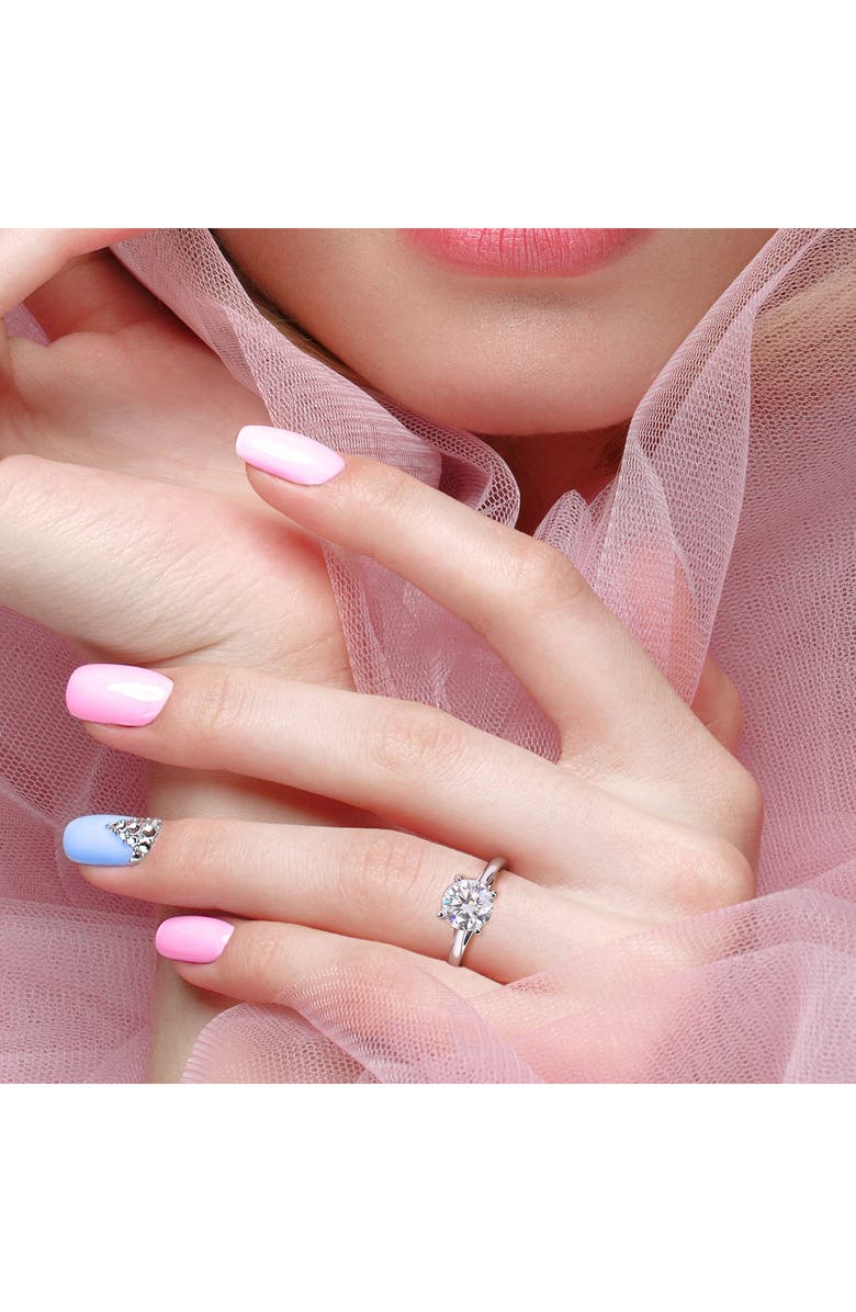 DELMAR 10K White Gold Created Moissanite Engagement Ring, Alternate, color, White