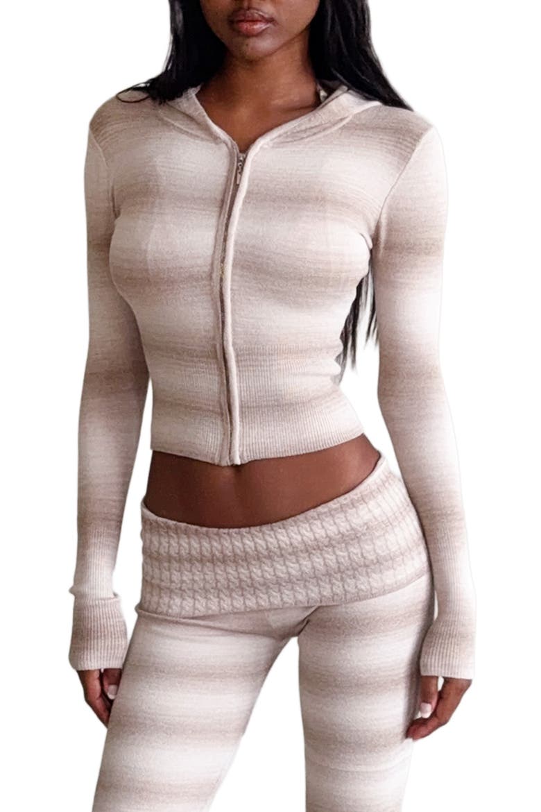 Marissa Hooded Sweater, Main, color, TAUPE OMBRE STRIPE