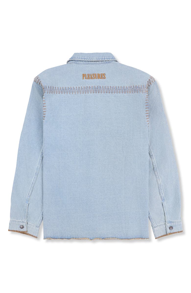 PLEASURES Fortress Denim Button-Up Shirt, Alternate, color, Washed Indigo