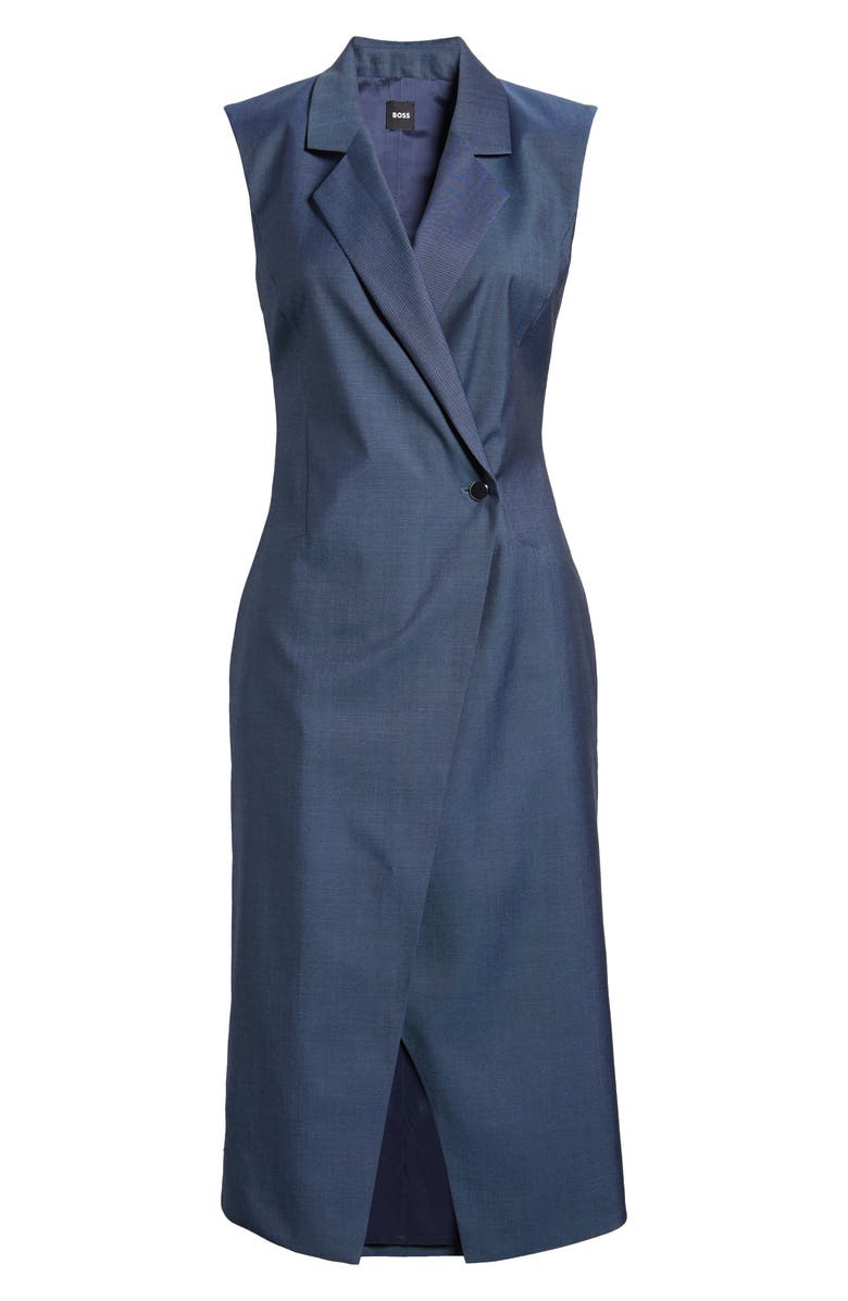 BOSS Delibea Button Front Virgin Wool Dress, Alternate, color,