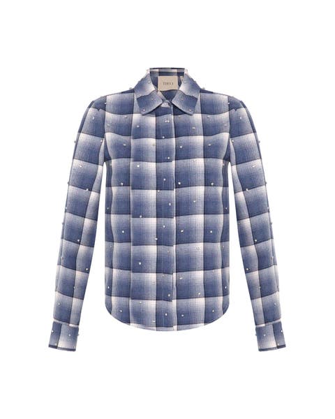 Europa Plaid Flannel Crystal Shirt