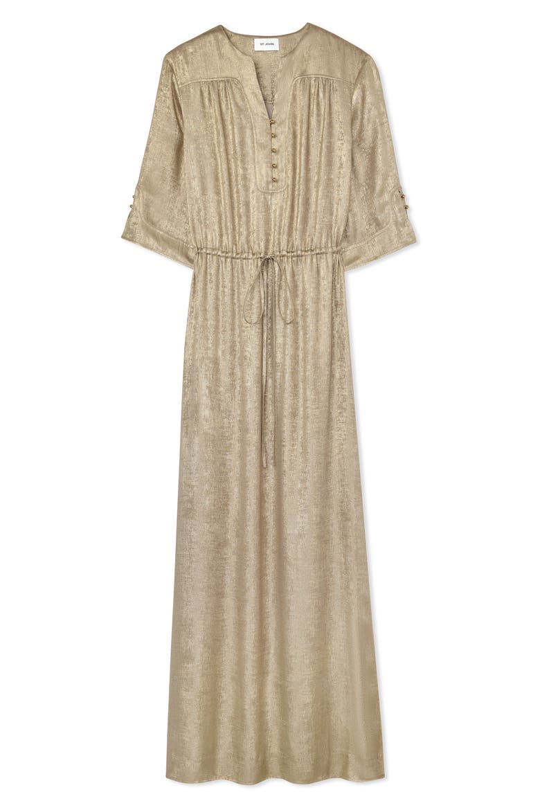 Metallic Tie Waist Gown, Alternate, color, CHAMPAGNE