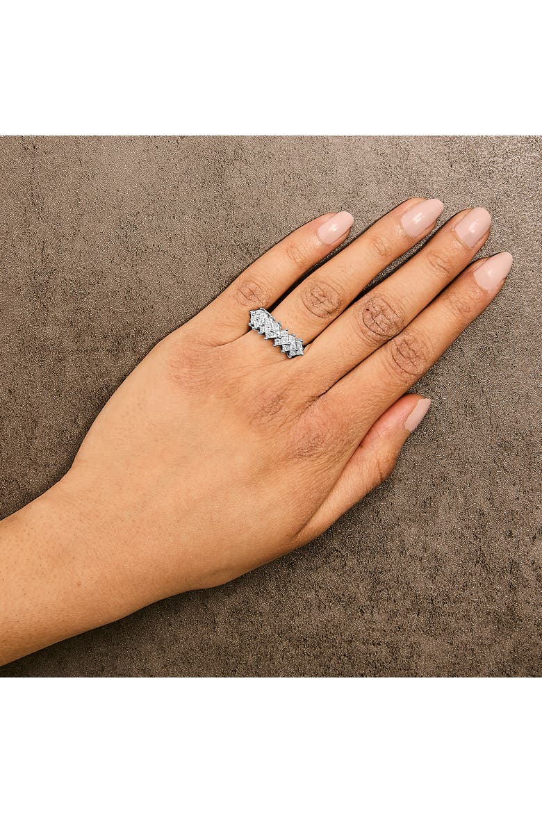 Sterling Silver 1 1/4 ctw Princess Diamond Cluster Band Ring, Alternate, color, Silver