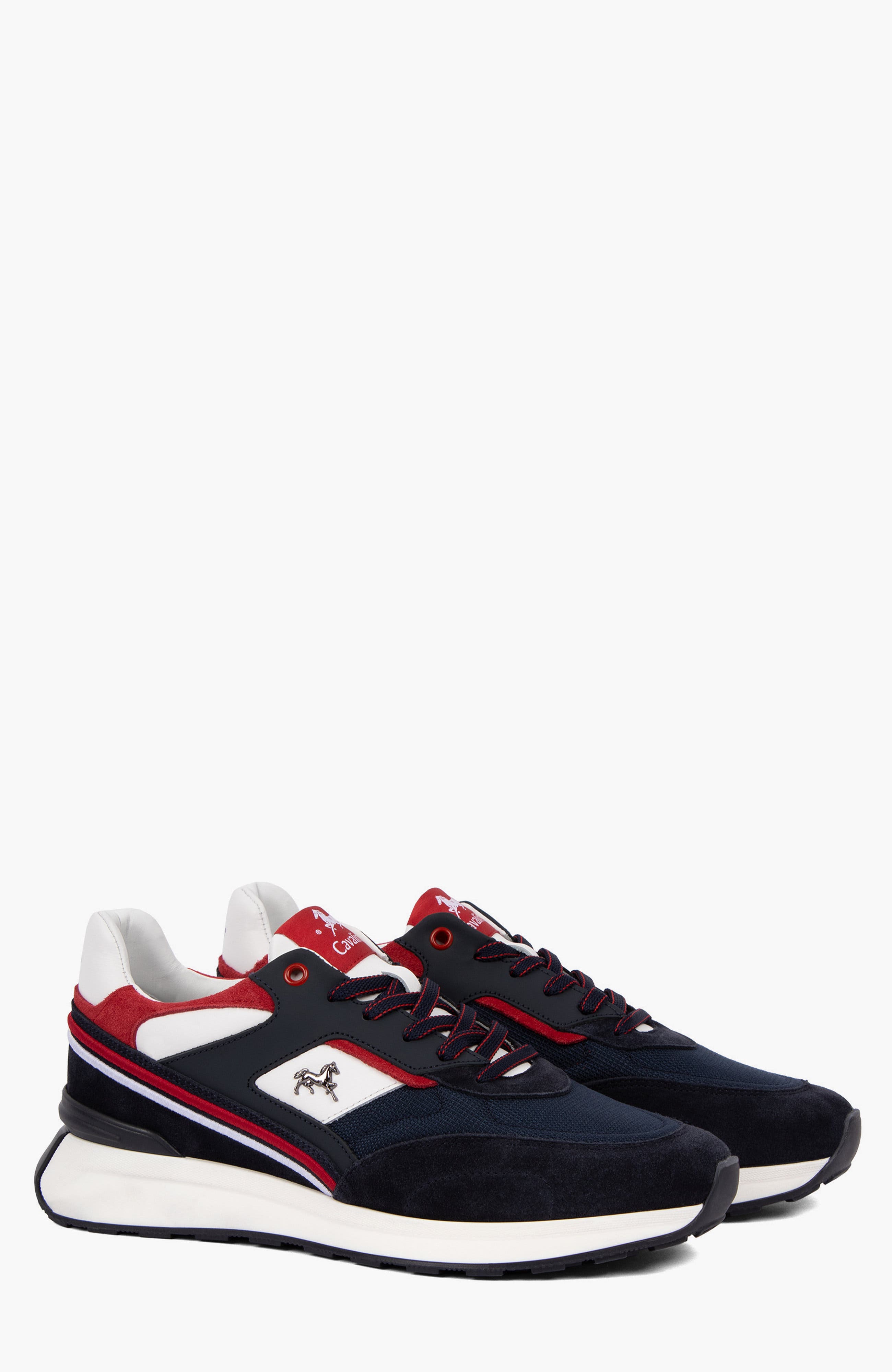 Courtesy Leather Sneakers, Alternate, color, Navy / White / Red