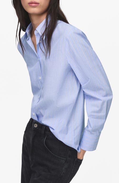 Mango Stripe Button-up Shirt In Animal Print