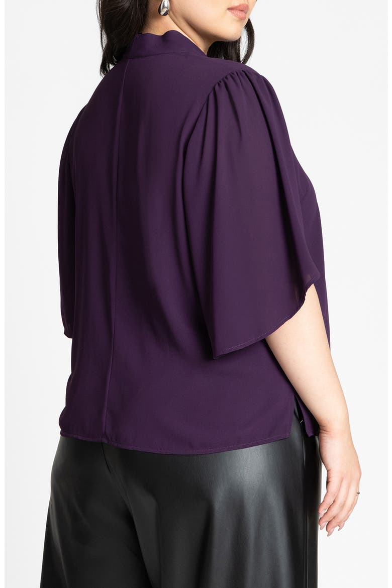 Bow Blouse With Flutter Sleeve, Alternate, color, DEEP PURPLE