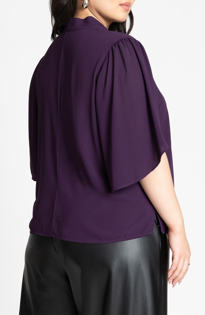 ELOQUII Flutter Sleeve Bow Blouse, Alternate, color, 