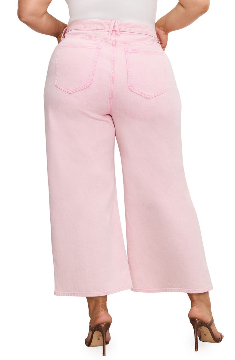 Good American Good Waist Crop Palazzo Jeans, Alternate, color, Mineralrosequartz001