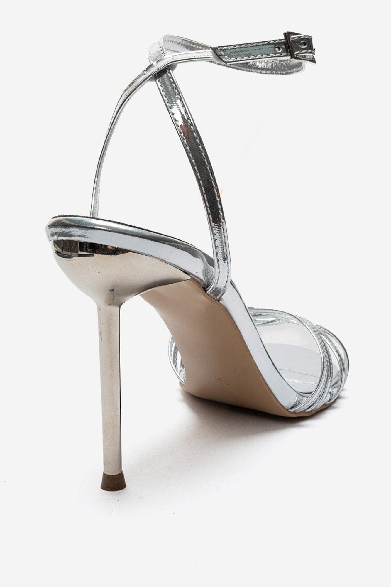 Lorion Stiletto Ankle Strap Pump, Alternate, color, Silver
